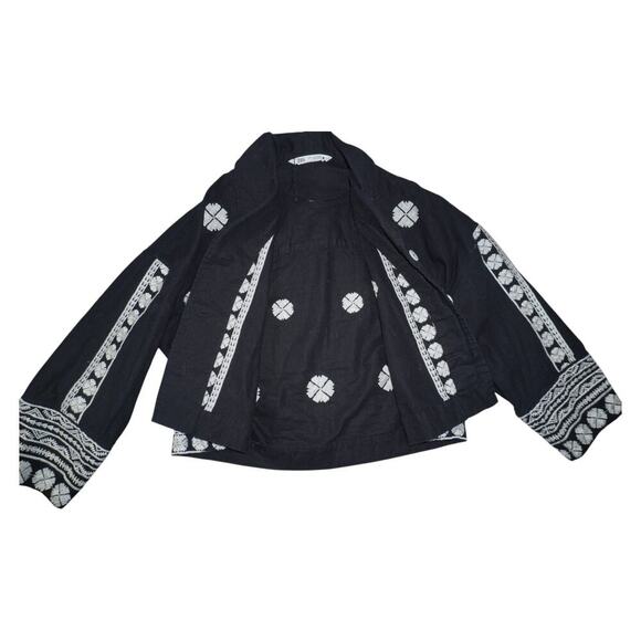 Zara Black Embroidered Button Front Jacket Women’s Size S Boho Folk Western - Picture 7 of 9